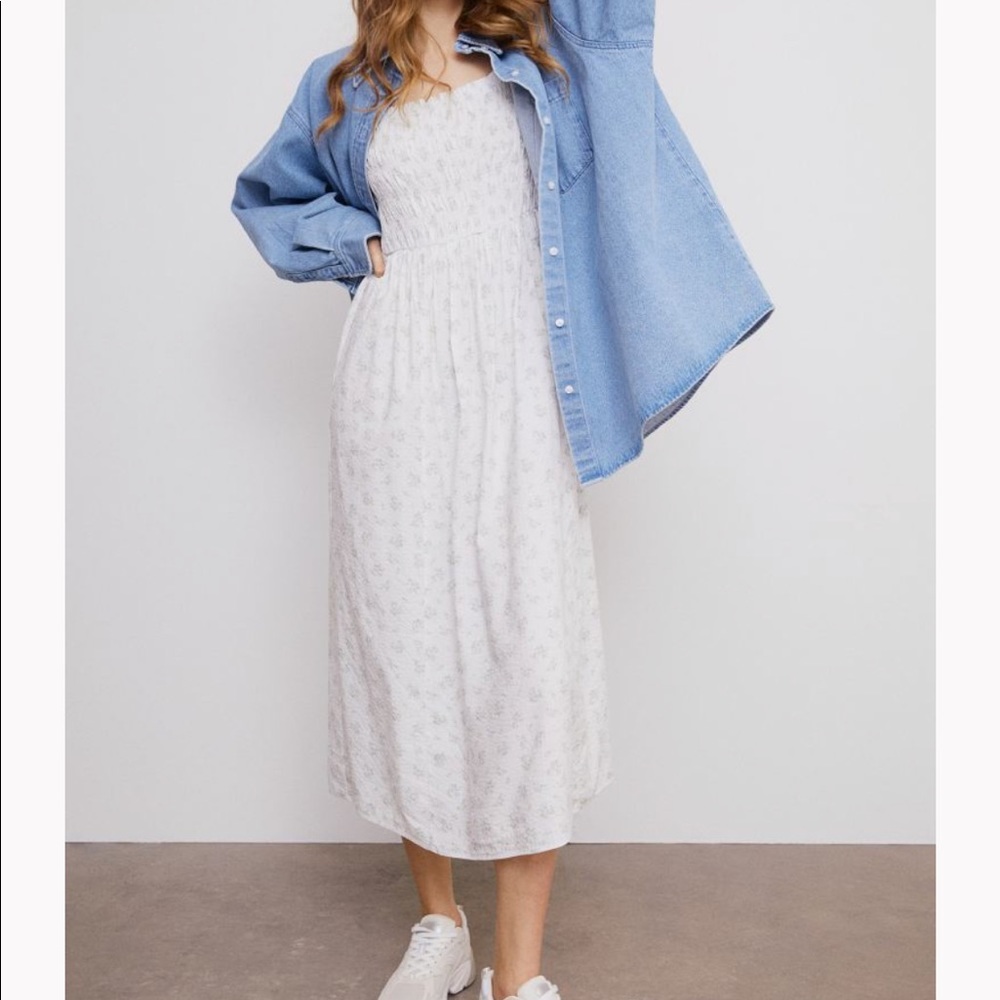 H&M - floral puff sleeve midi dress - S - NWT